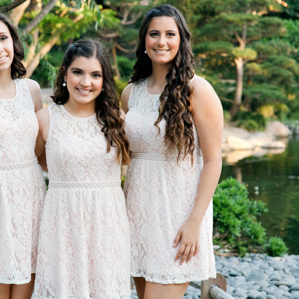 Pink and White Lace Short Dress